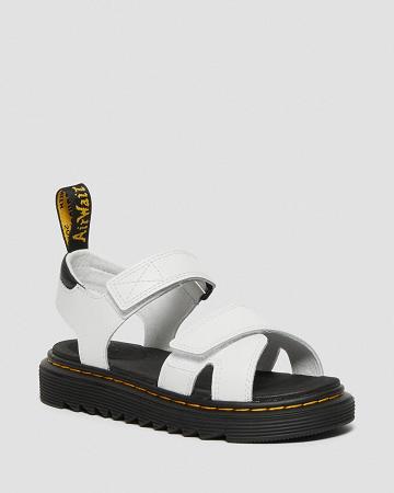 Dr Martens Junior Vossie Leren Sandalen Kinderen Wit | NL 103FDN